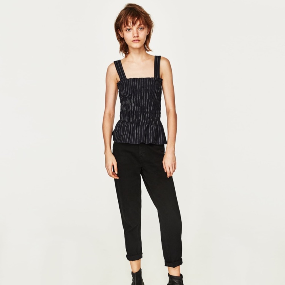 Zara | Pinstripe Square Neck Top